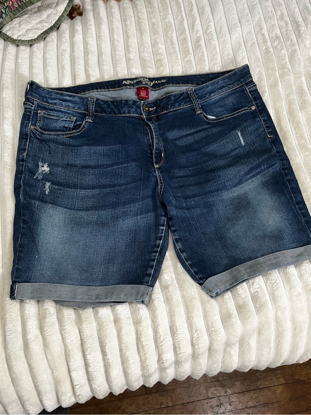 Arizona Jean Company Dark Blue Rolled-Hem Denim Bermuda Shorts
